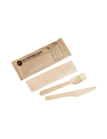 Kits de couverts en bois 3 en 1 (fourchette, couteau, serviette) - Colis de 500