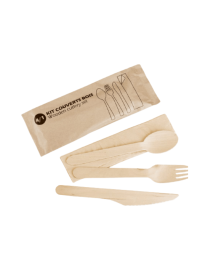 Kits de couverts en bois 4 en 1 (fourchette, couteau, serviette) - Colis de 500