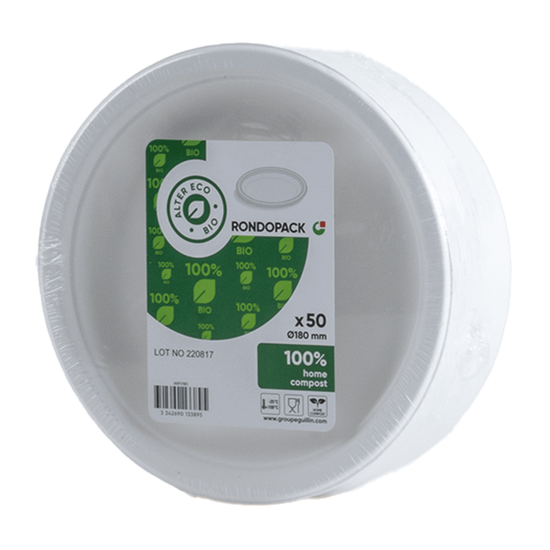 Assiette plate 180 mm végétale - Carton de 500