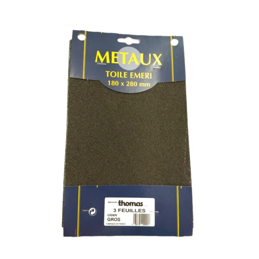 Toile emeri - gros grain - 180x280 mm Lot de 3 feuilles